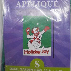 RAIN OR SHINE FOREVER APPLIQUE HOLIDAY JOY CHRSITMAS GARDEN FLAG 12.5" X 18" 50